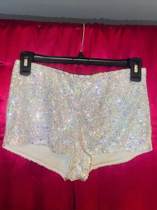 Material Girl Pants - 👑 SEXY SIZE SMALL MATERIAL GIRL SILVER SEQUIN BOOTY SHORTS